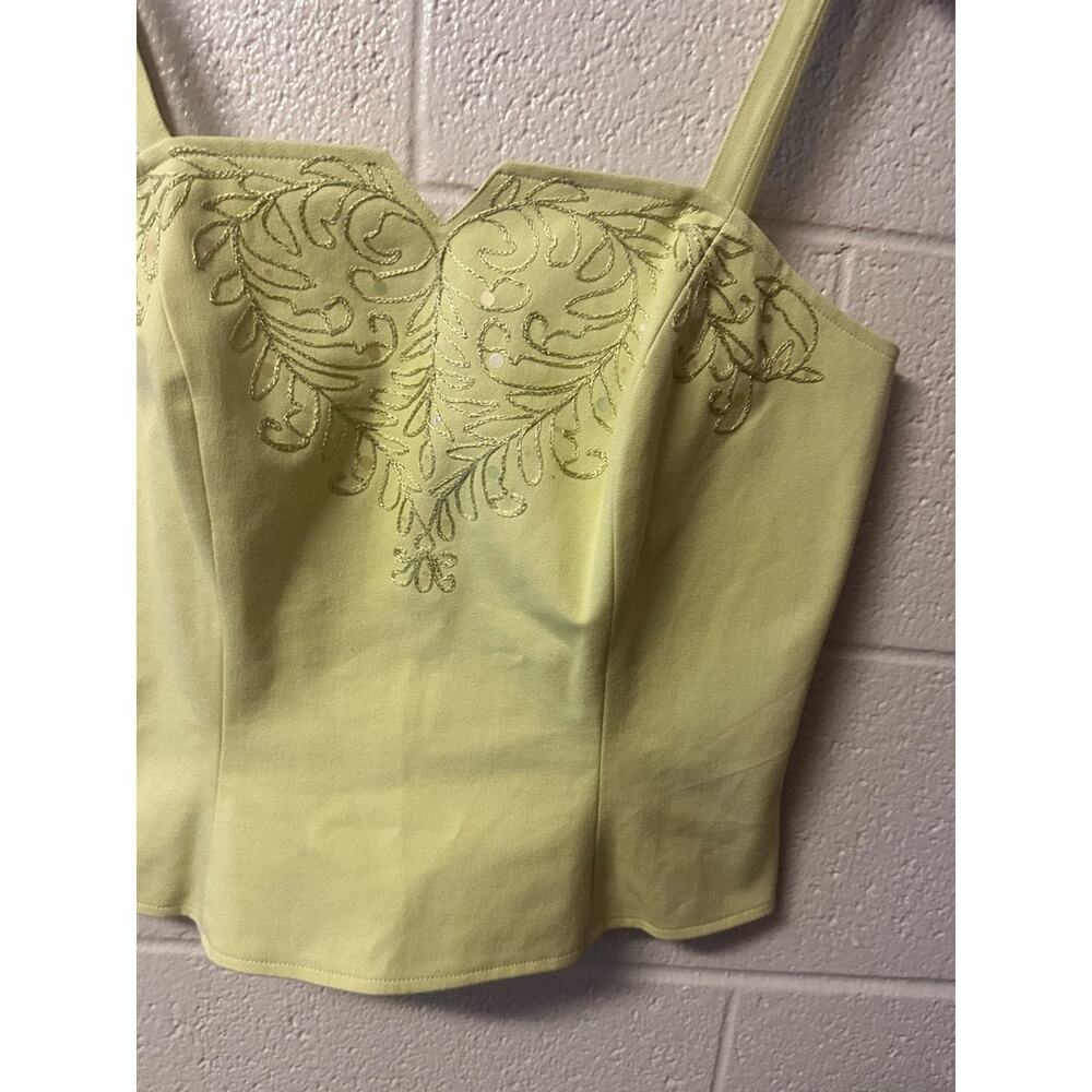St. John Sport Y2K Lime Embroidered Sequin Cami Blouse Top Medium Going Out - Picture 5 of 11